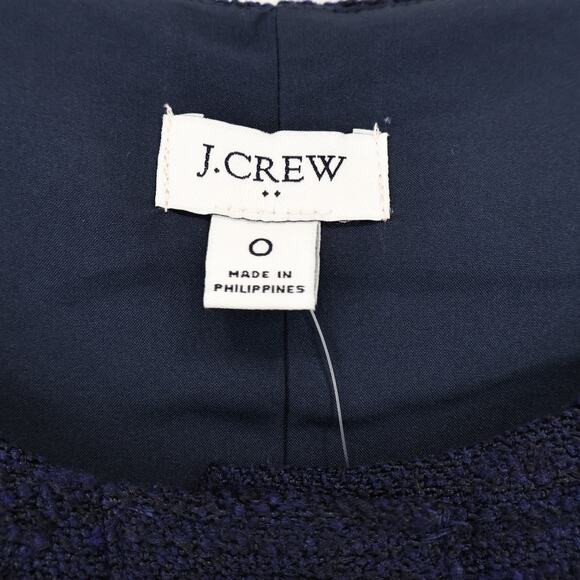 NWT J.Crew Factory Sleeveless Tweed Gold Button Shift Dress Navy Blue Size 0 - Picture 6 of 8
